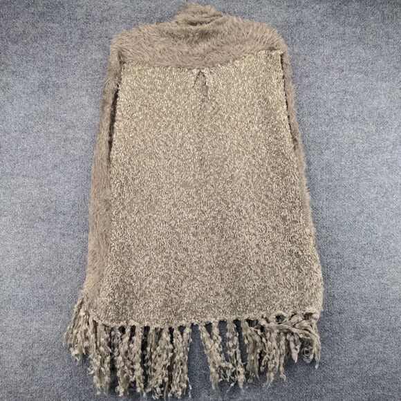 Alberto Makali Womens Shawl Wrap Poncho Gray Medium Faux Fur Fringed Nylon - Picture 6 of 12